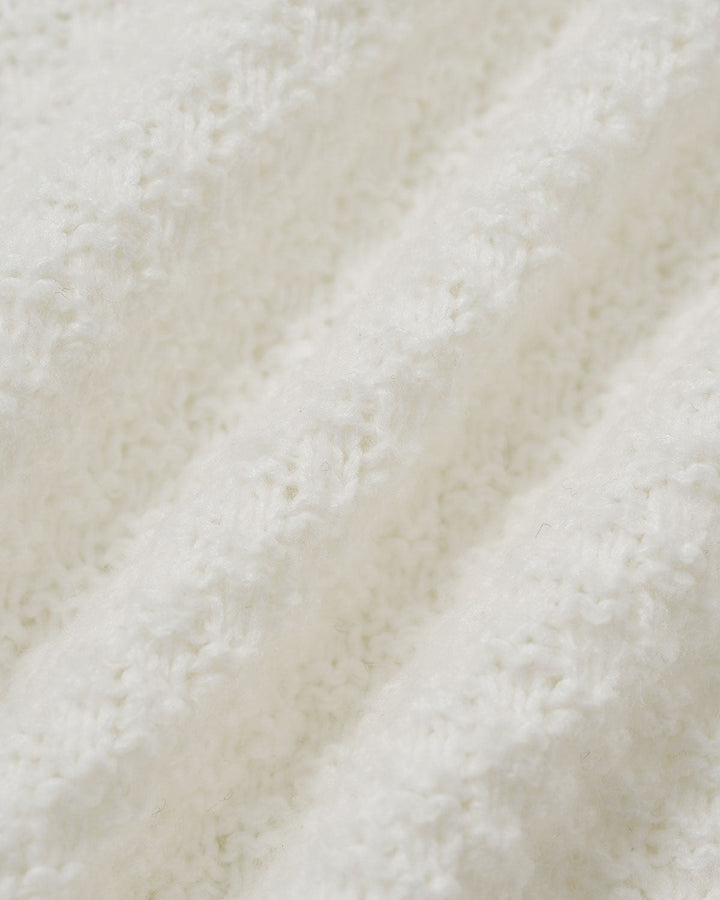 White Contrasting Single Breasted Knit Cardigan