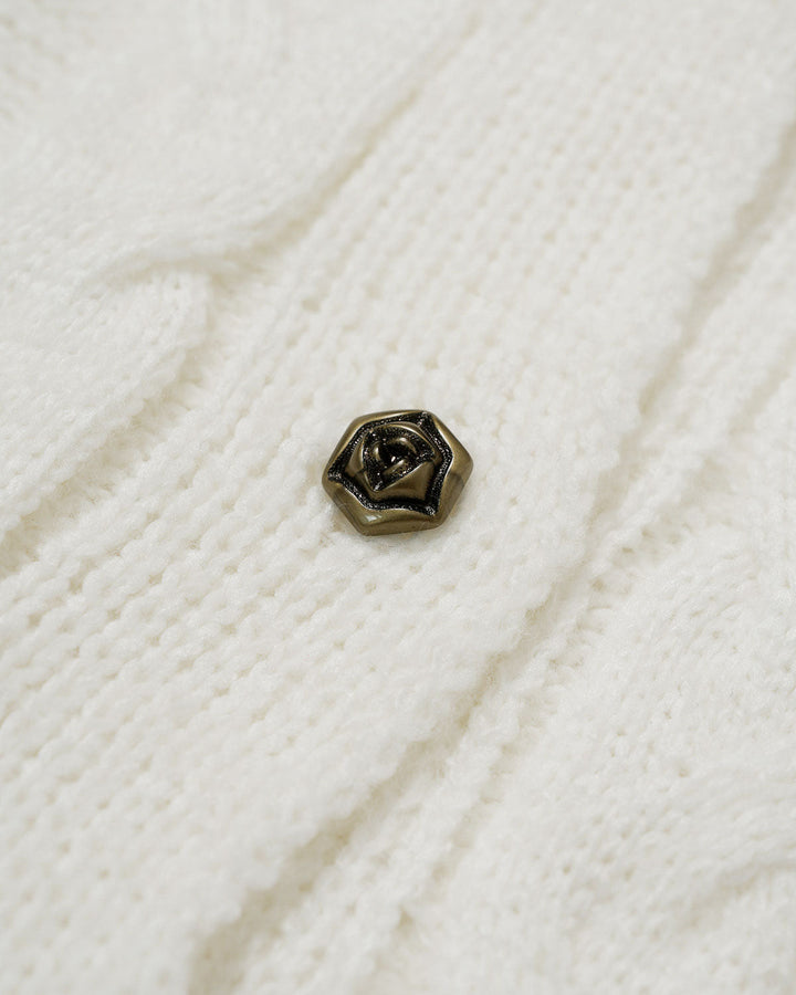 White Contrasting Single Breasted Knit Cardigan