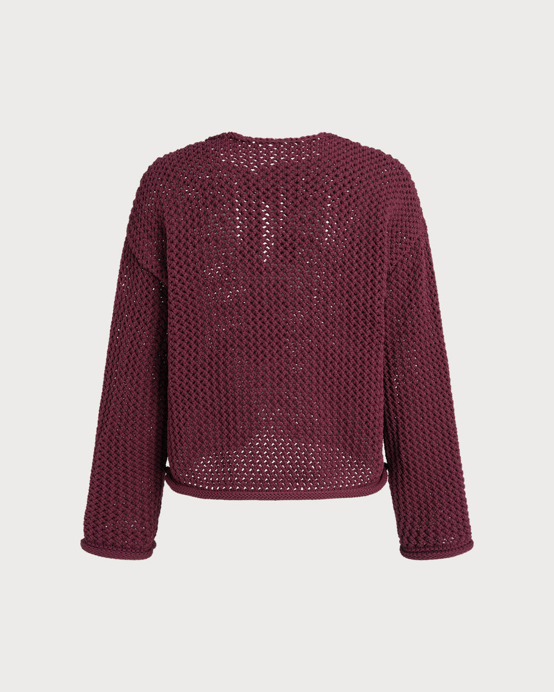 Wine Red Single Breasted Knit Cardigan