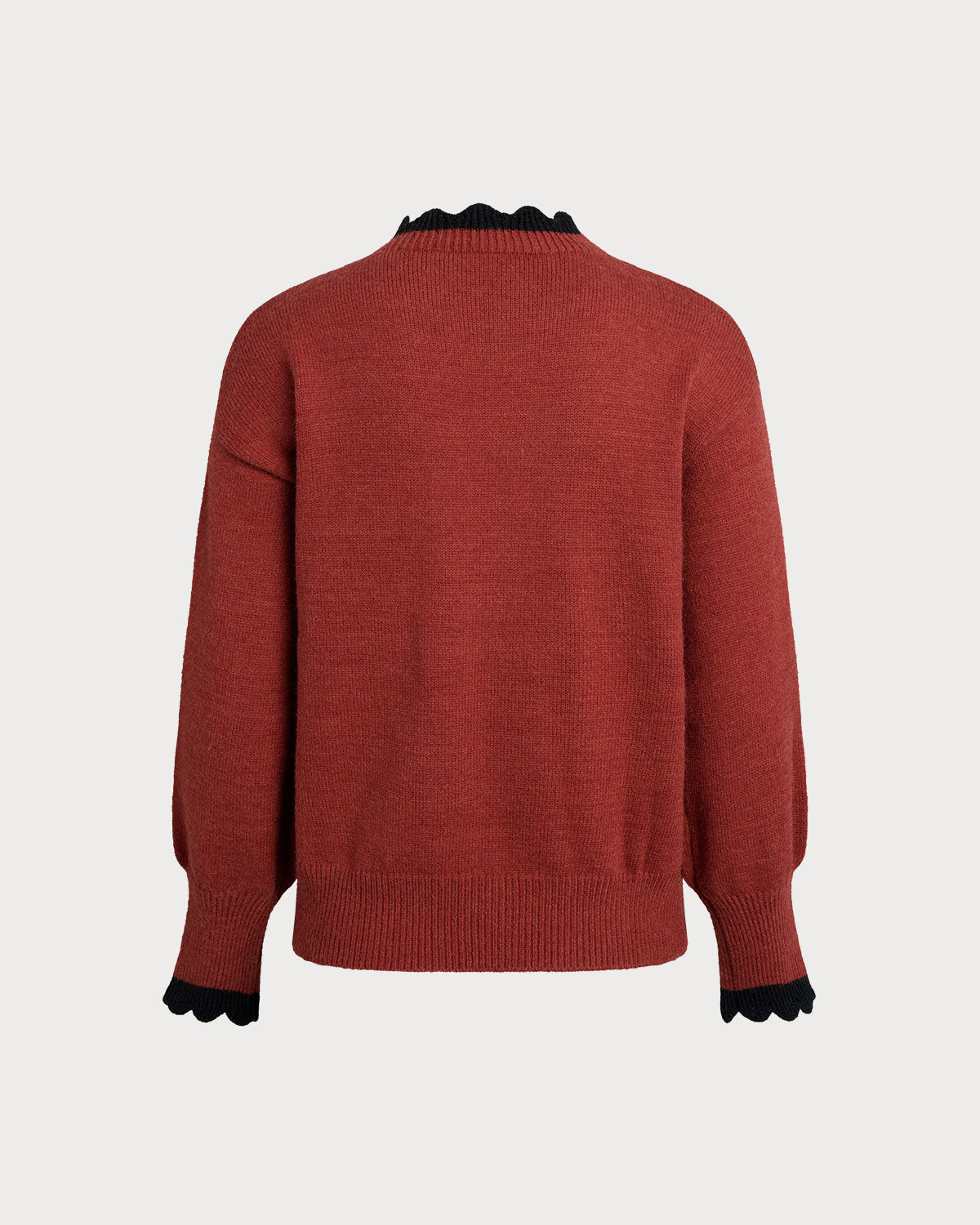 Wine Red  Contrasting Loose Sweater