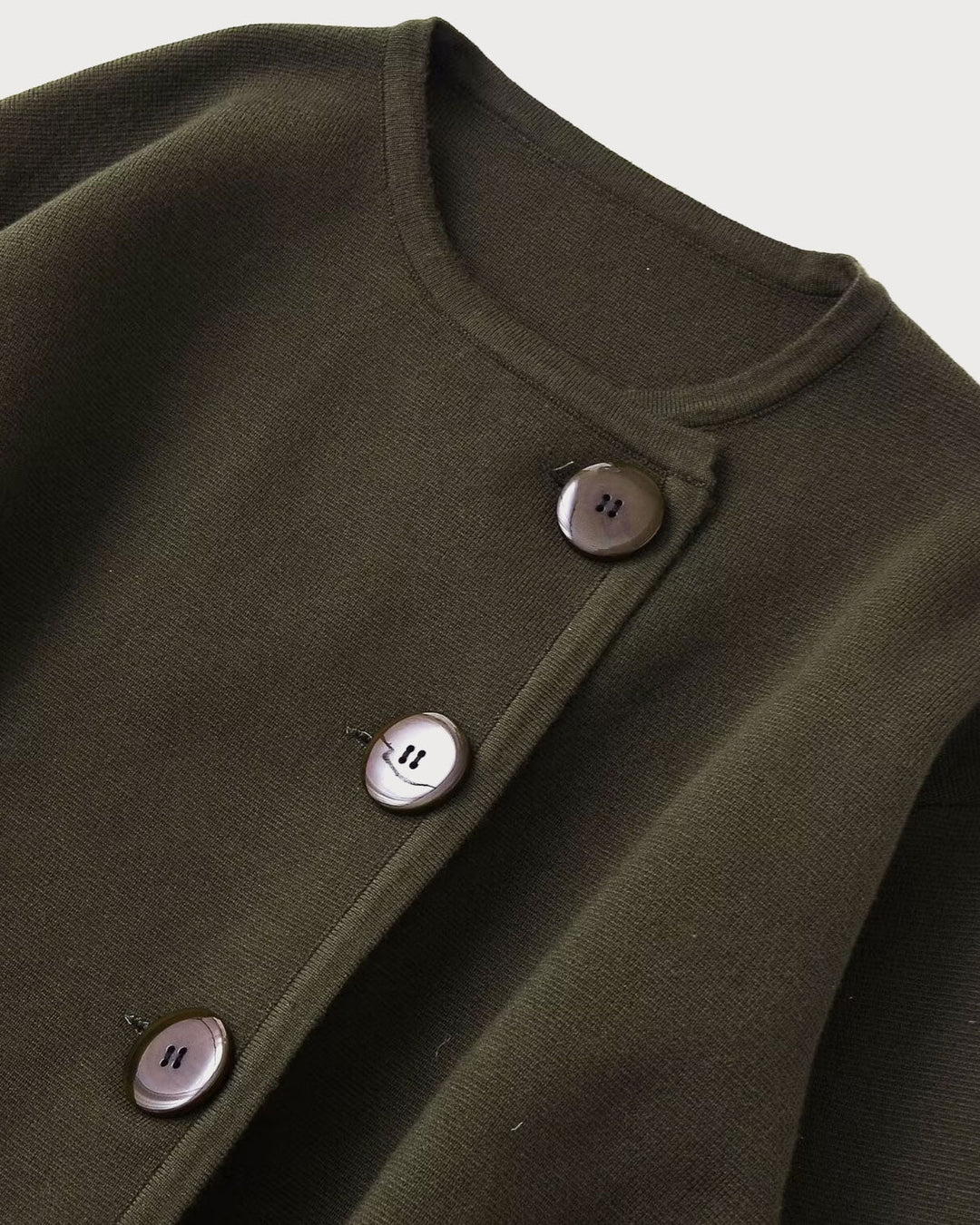 Green Round Neck Belted Cardigan