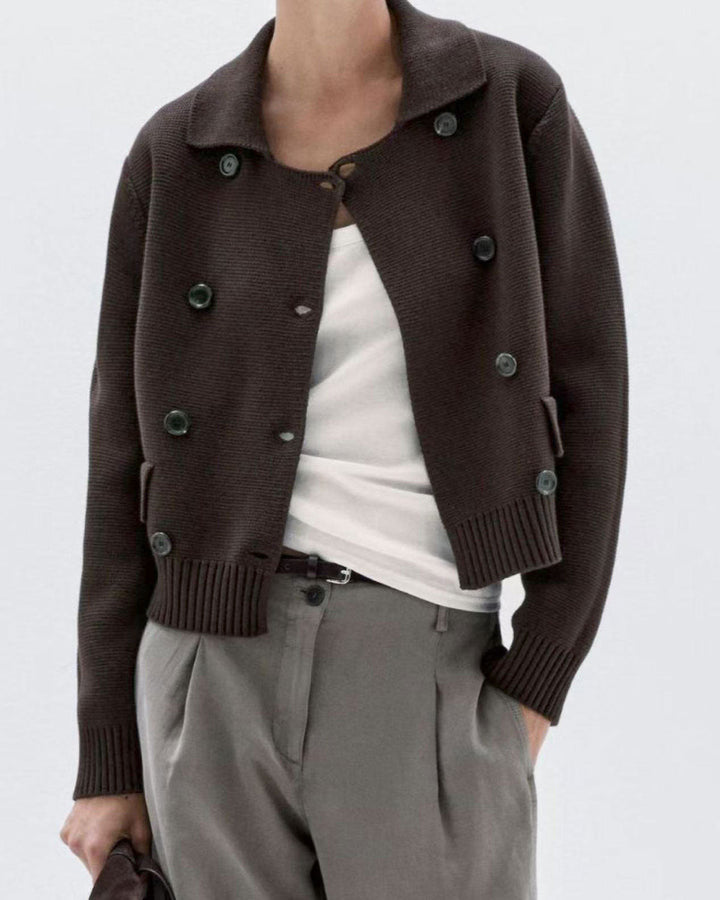 Coffee Double Breasted Cardigan