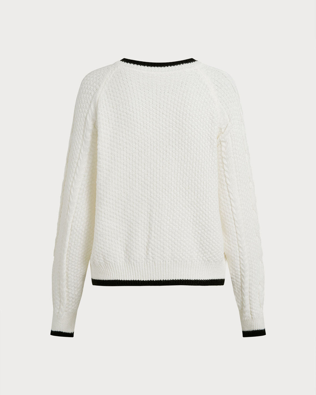 White Contrasting Single Breasted Knit Cardigan