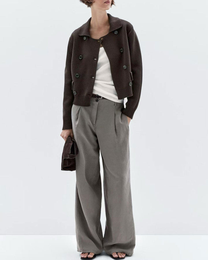 Coffee Double Breasted Cardigan
