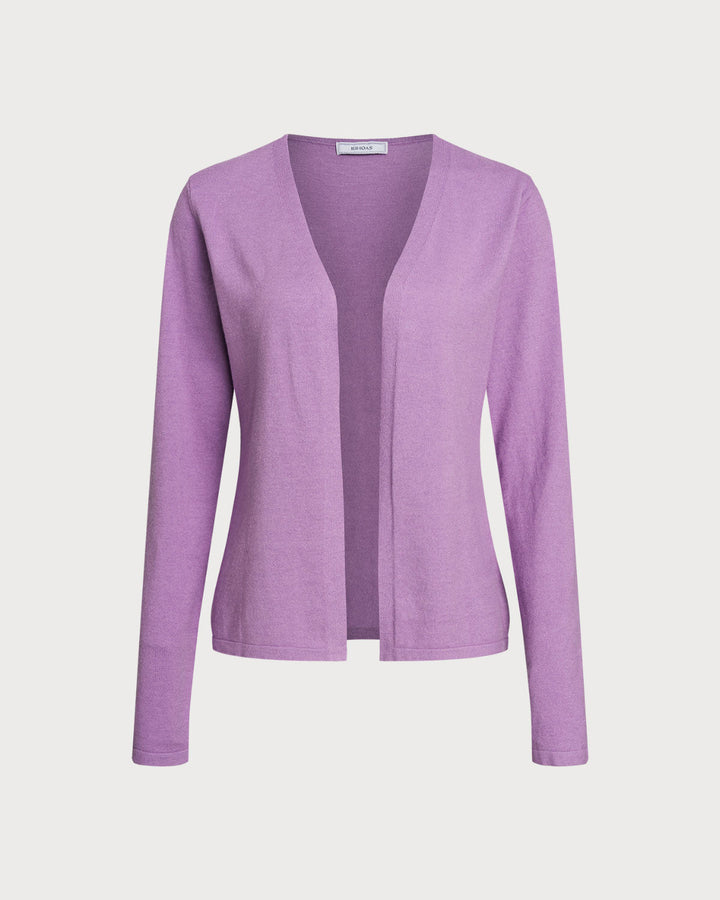 Purple Ribbed Knit Cardigan