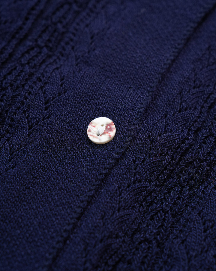 Navy Single Breasted Knit Cardigan