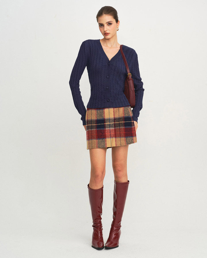 Navy V Neck Knit Cardigan