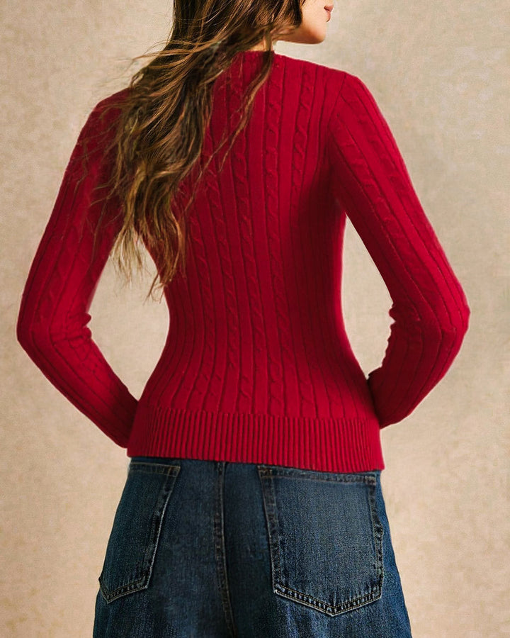 Red V Neck Slim Sweater