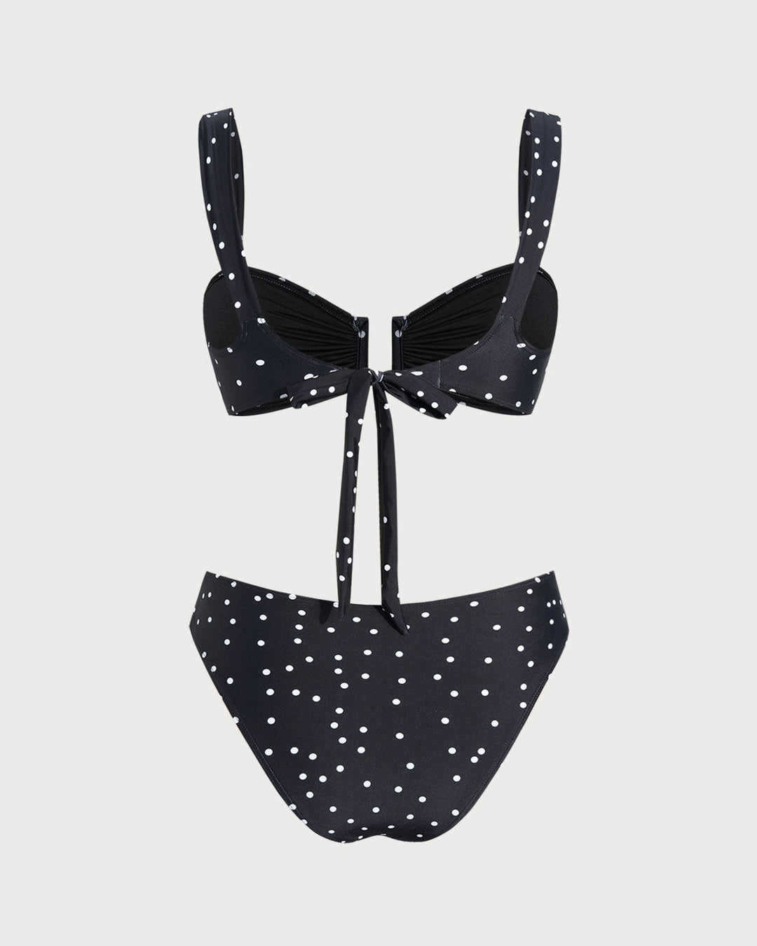 Black Polka Dots Bandeau Bikini Set