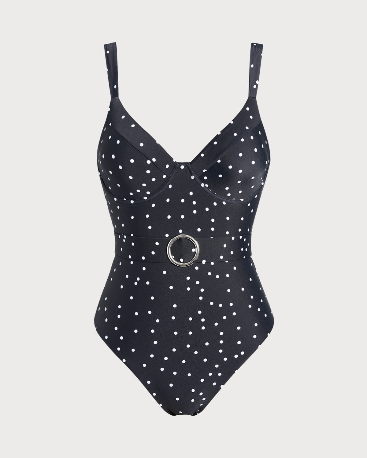 Black Polka Dots One Piece Swimwear