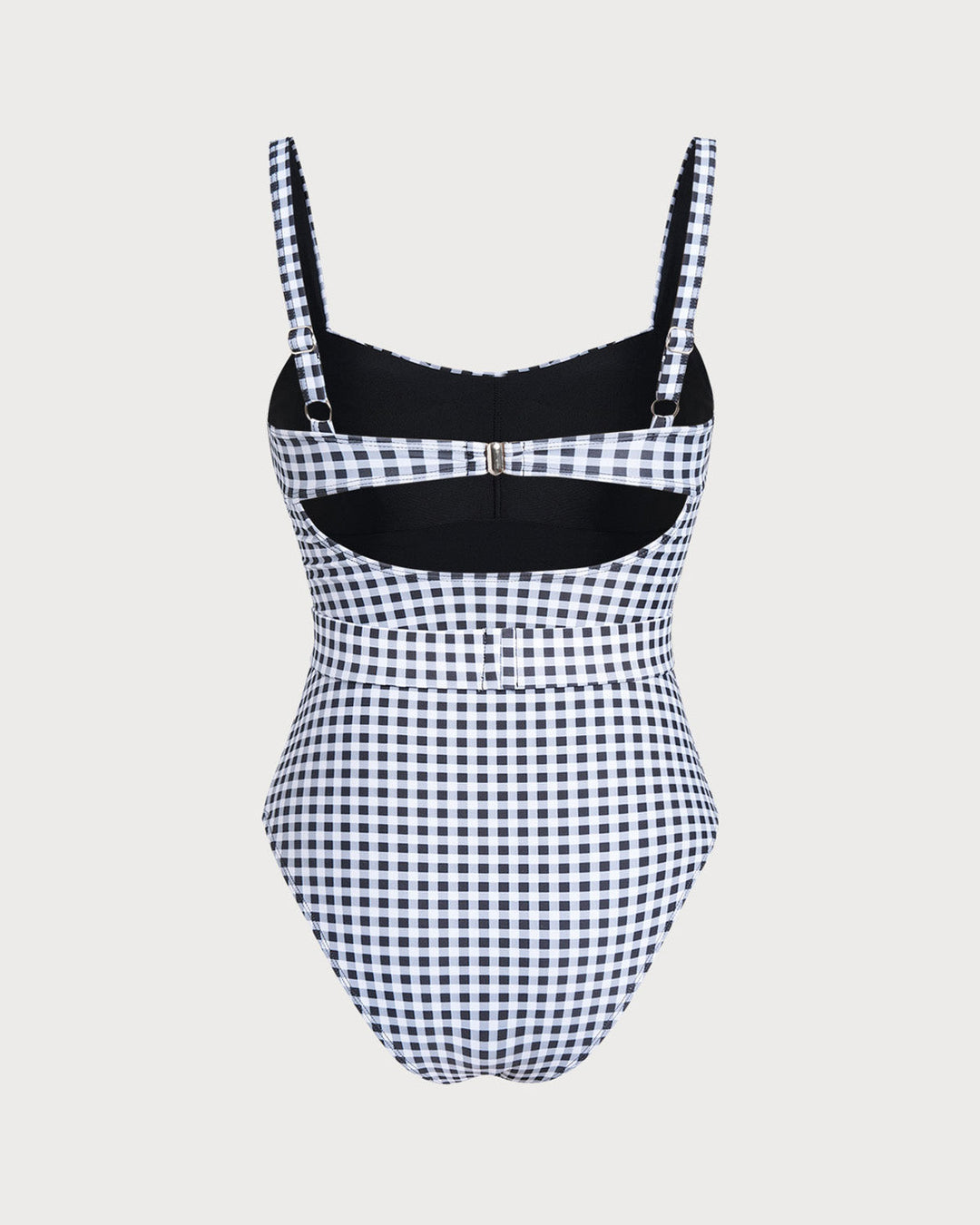 Black Plaid One Piece Swimwear