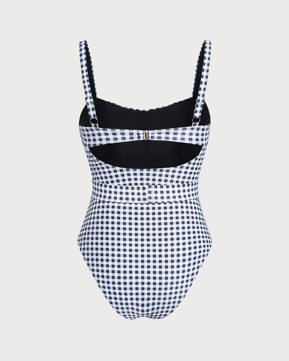 Black Plaid One Piece Swimwear