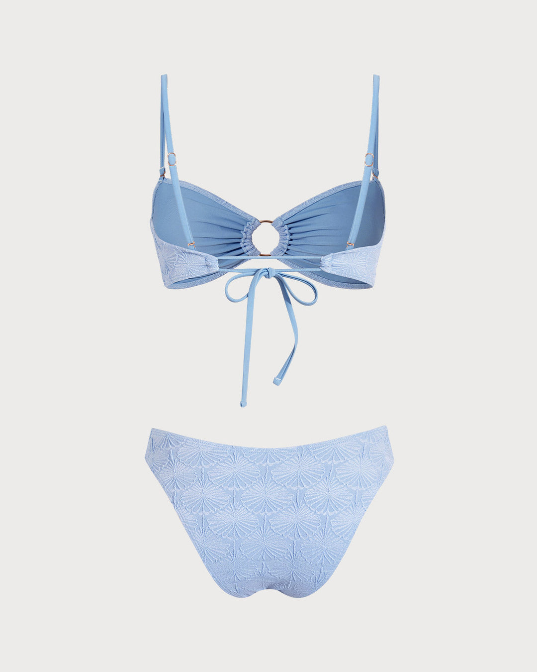 Blue Jacquard Cut Out Bikini Sets
