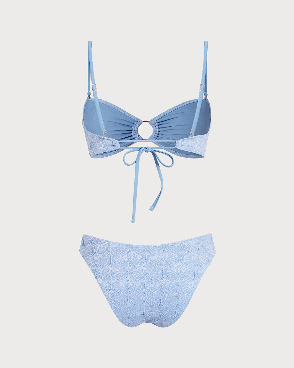 Blue Jacquard Cut Out Bikini Sets