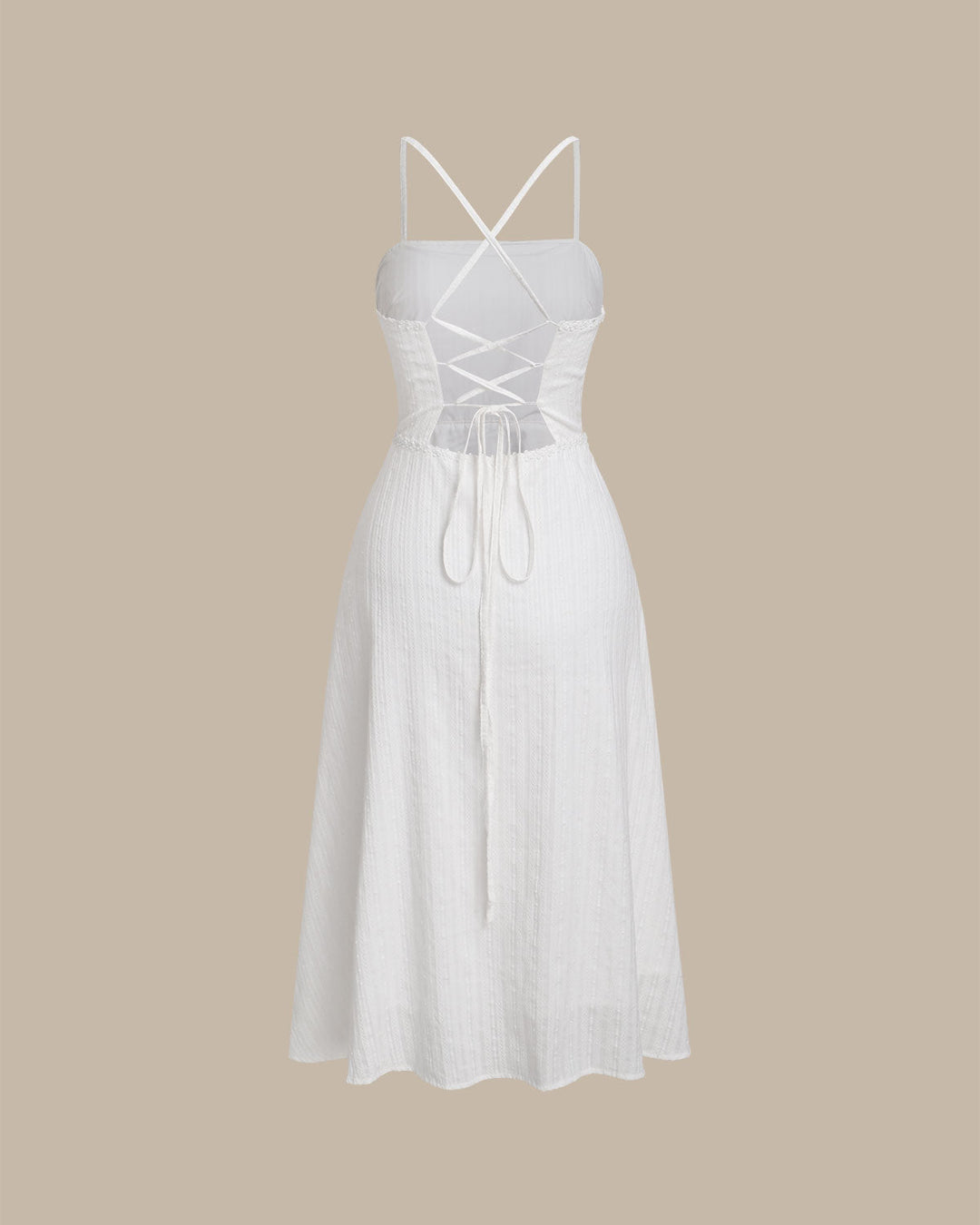 White Pocket A-Line Slip Midi Dress
