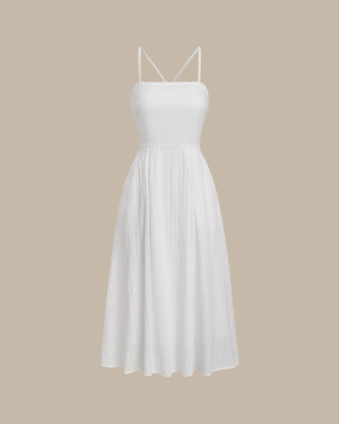 White Pocket A-Line Slip Midi Dress