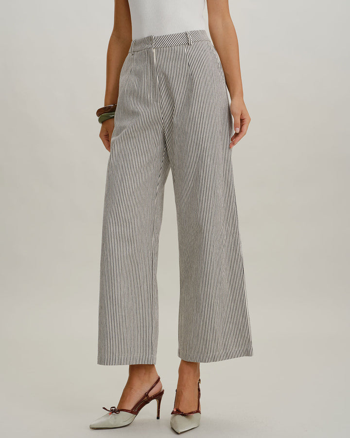 Black Striped Natural Waisted Pants