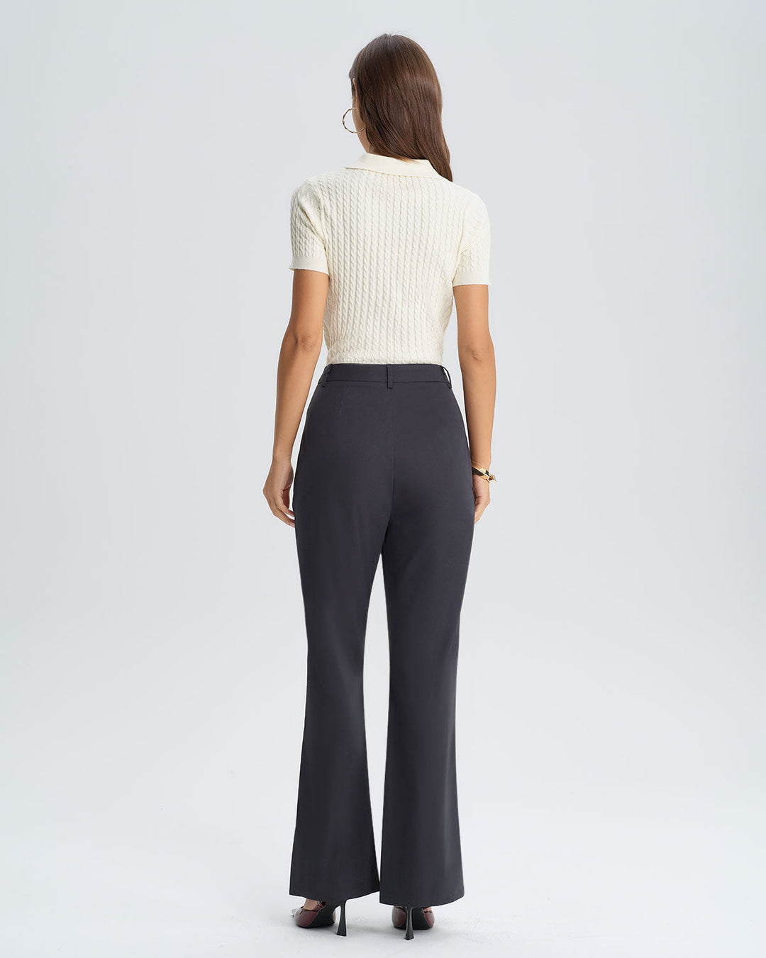 Grey Natural Waisted Flared Pants