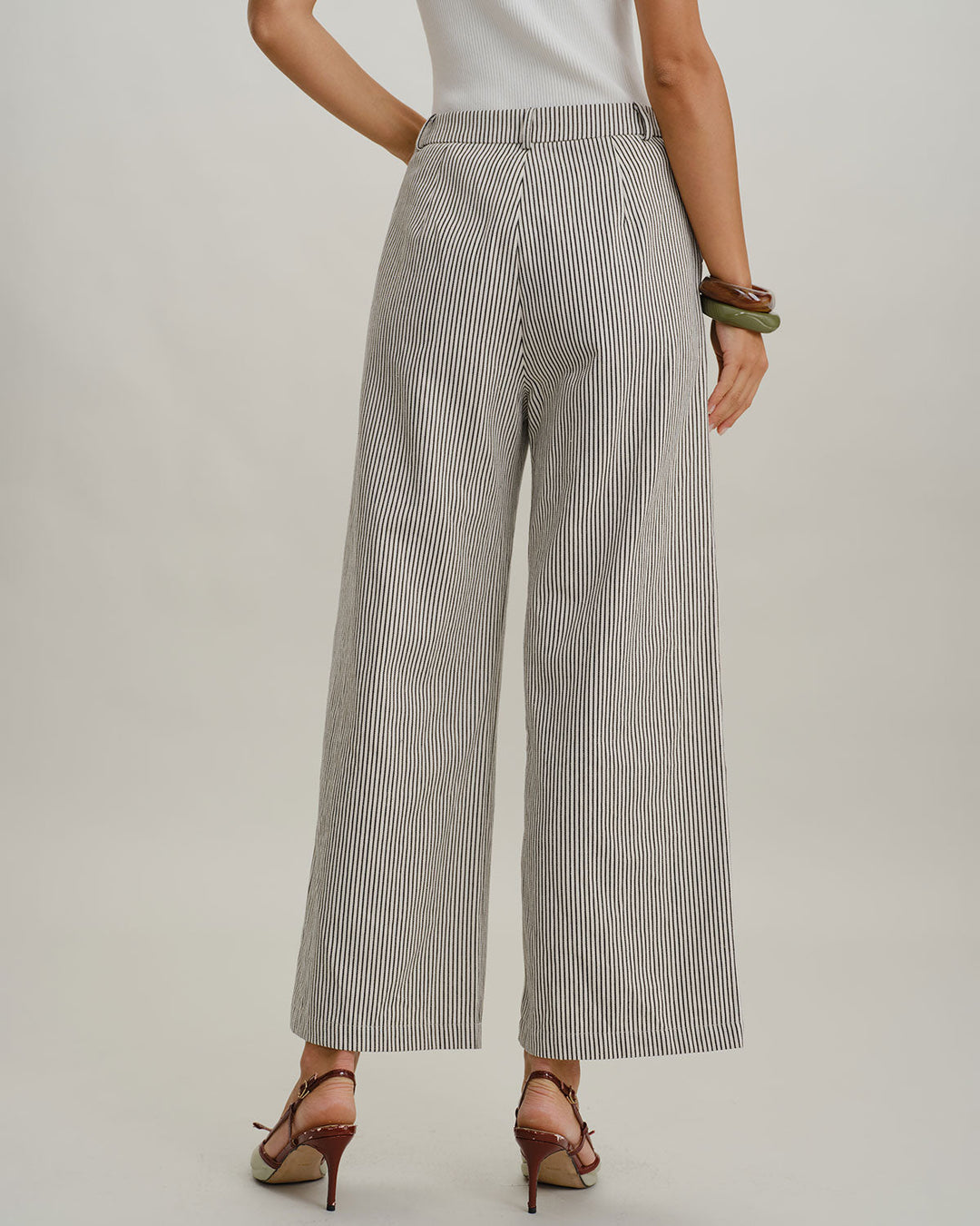 Black Striped Natural Waisted Pants