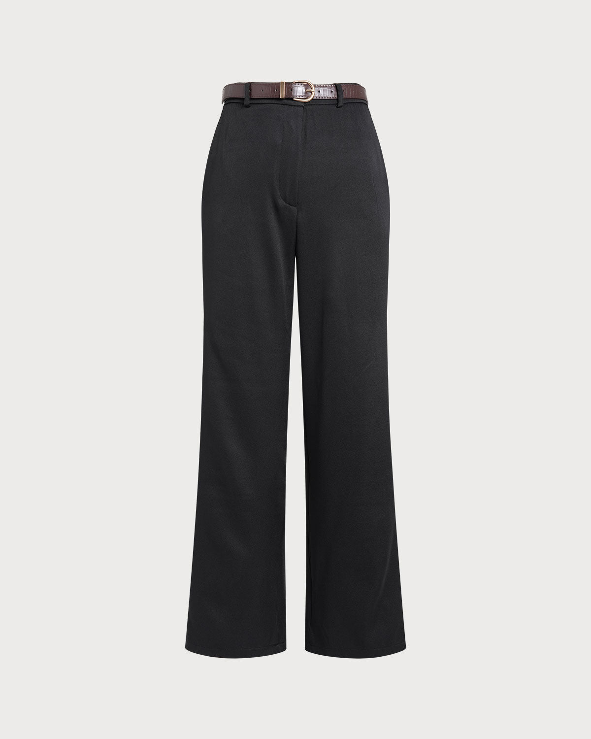 Black Straight Belted Pants