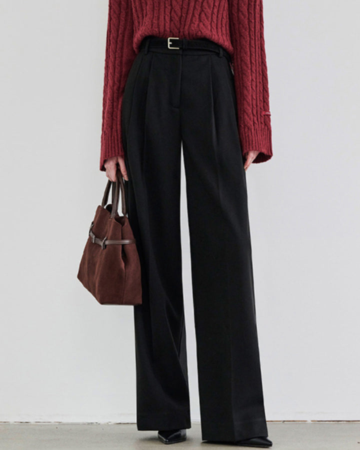 Black Natural Waisted Straight Pants