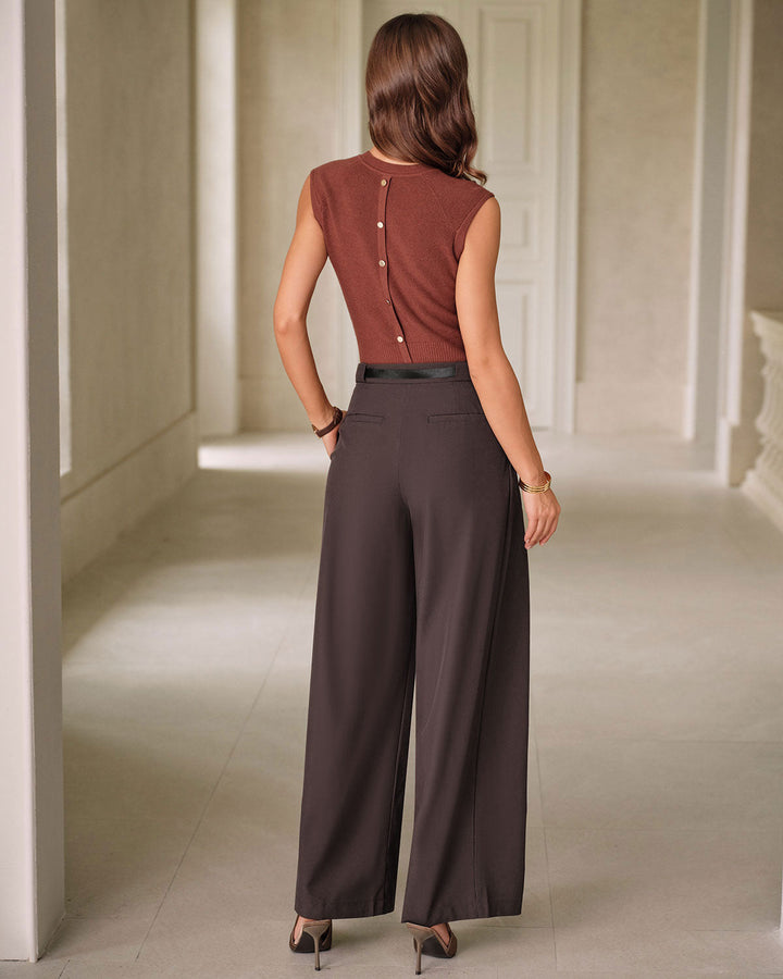 Coffee Natural Waisted Pocket Casual Pants