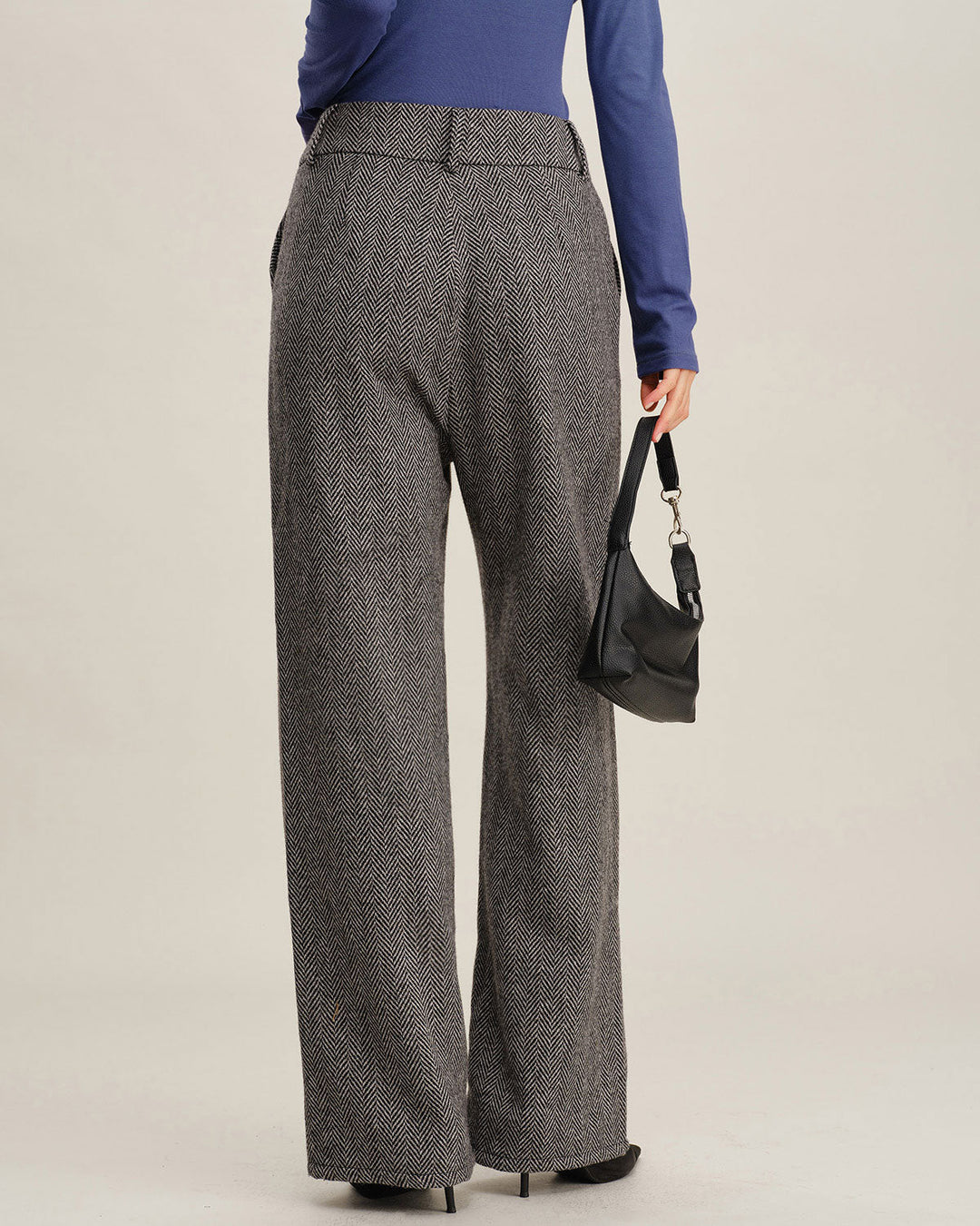 Grey Tweed Straight Pants