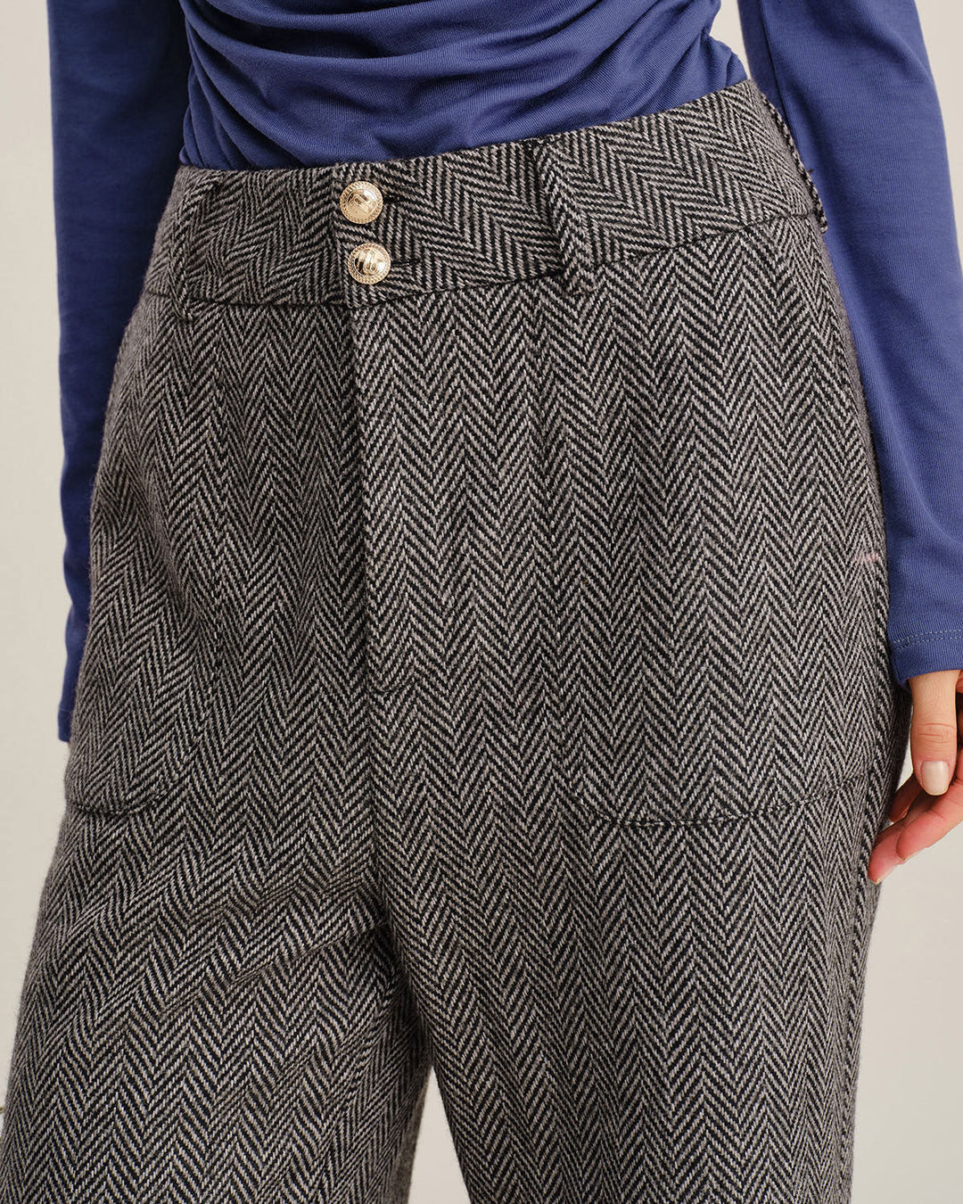 Grey Tweed Straight Pants