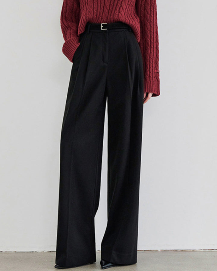 Black Natural Waisted Straight Pants