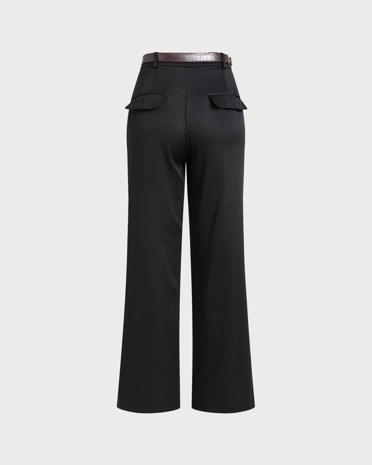 Black Straight Belted Pants