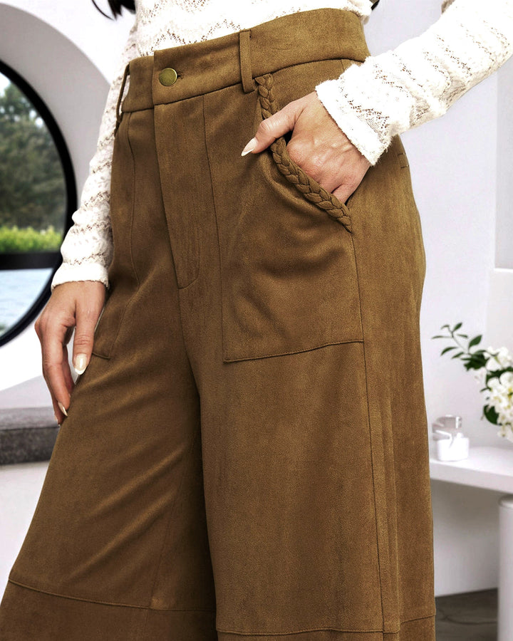 Brown Straight Casual Pants