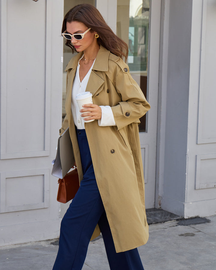 Navy Elastic Waist Flared Casual Pants