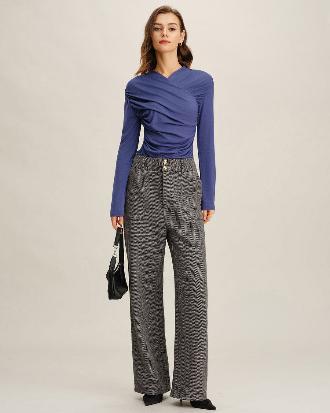 Grey Tweed Straight Pants