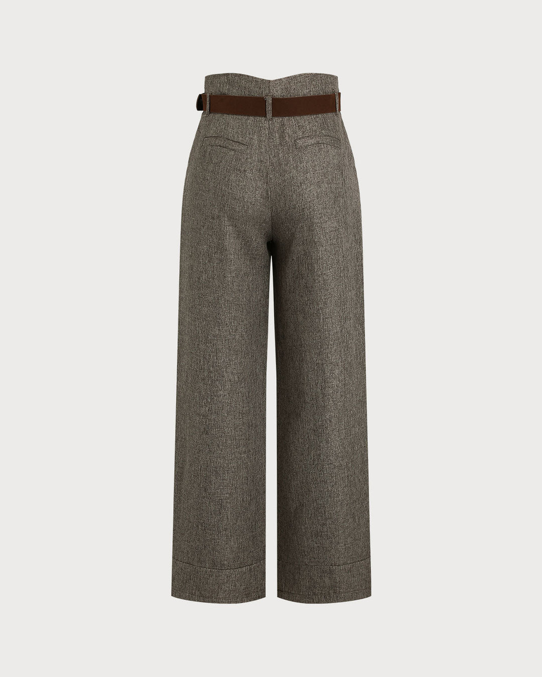 Grey Belted Straight Pants