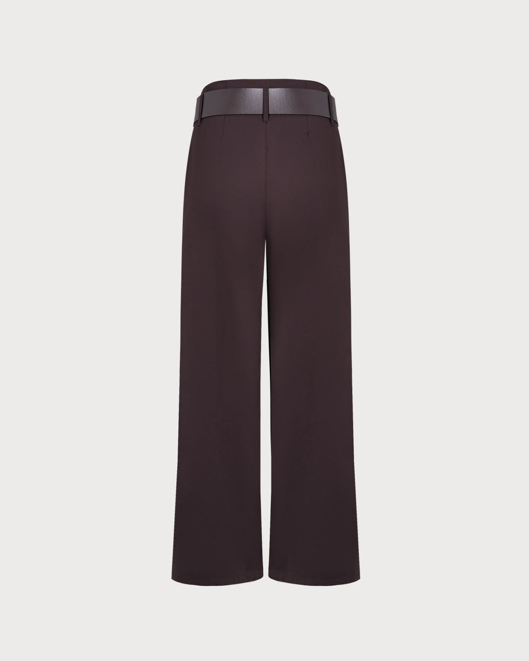 Brown Belted Straight Casual Pants