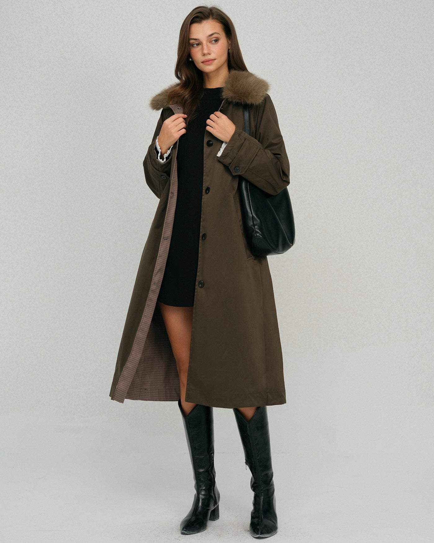The Bianca Fur Collar Reverible Long Coat