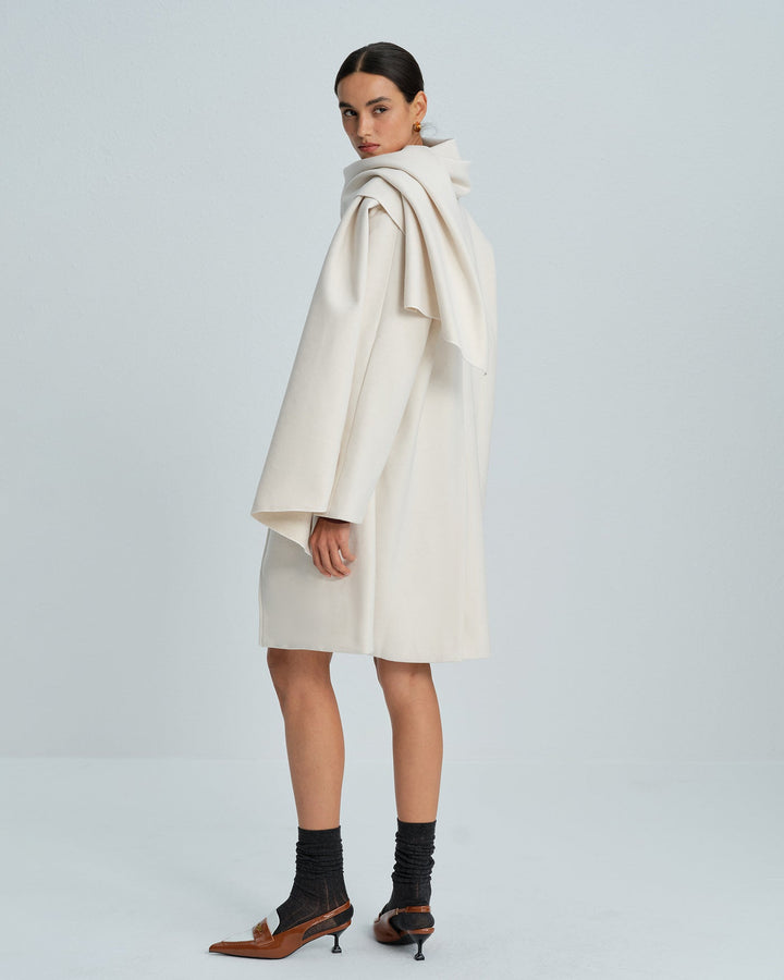 White Button Surplice Coat