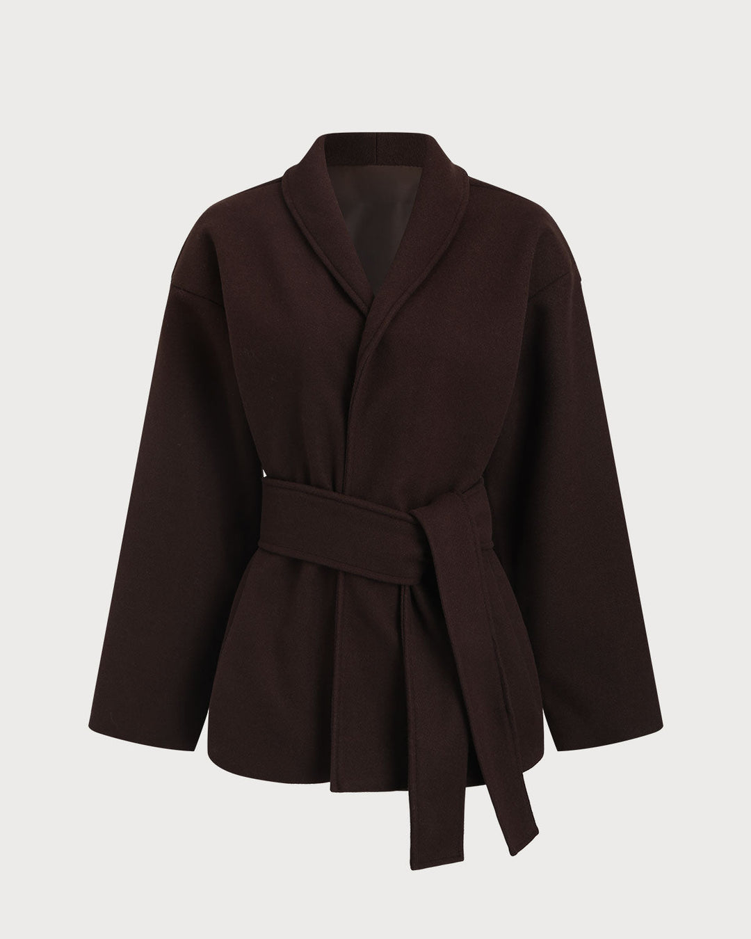 Coffee Belted Shawl Coat