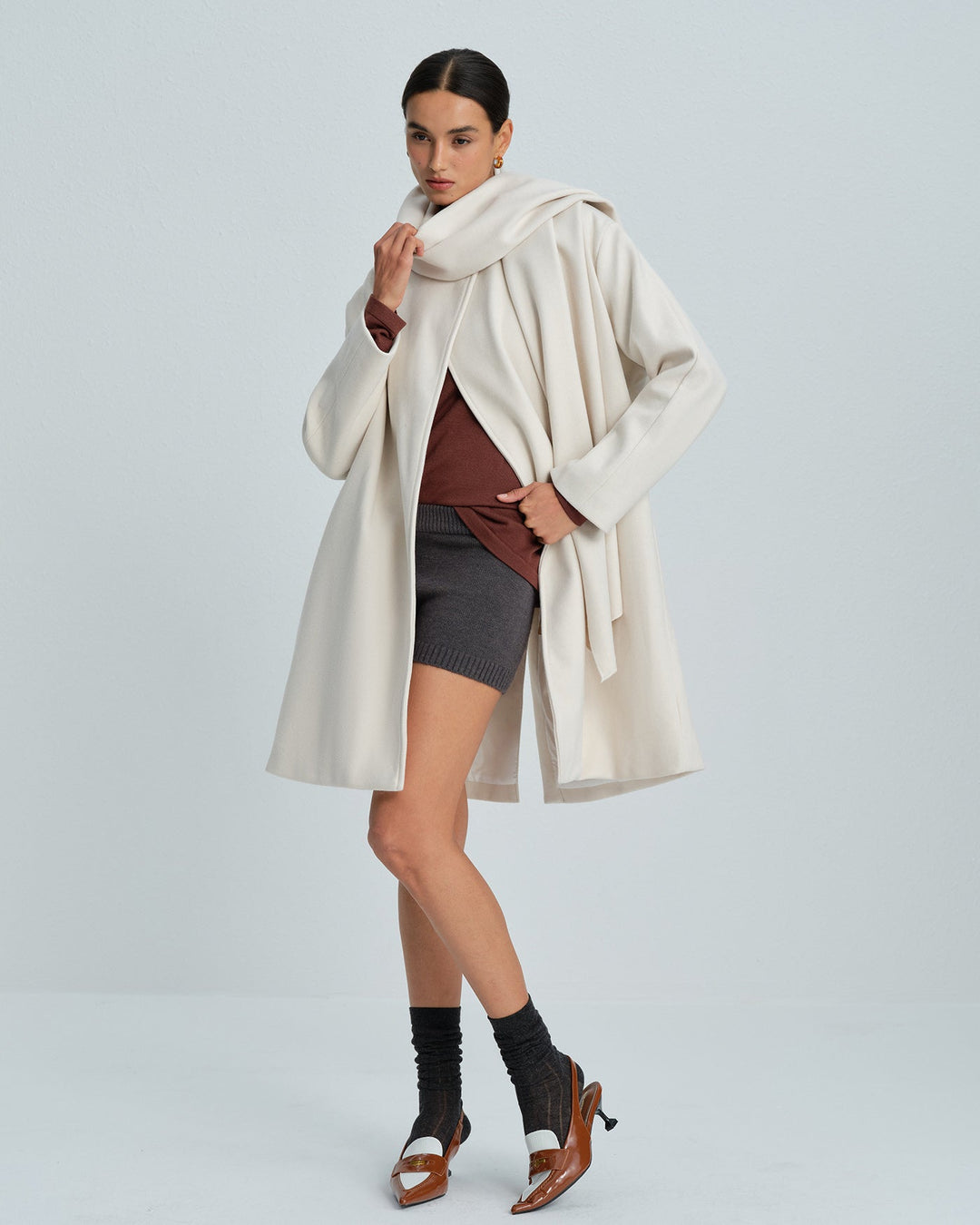 White Button Surplice Coat