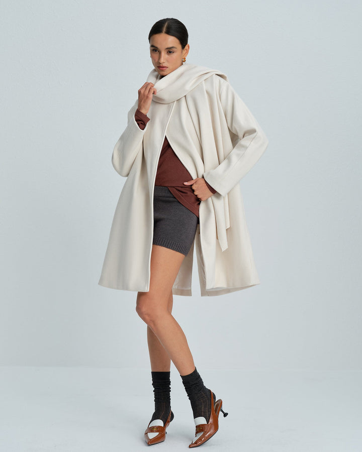 White Button Surplice Coat