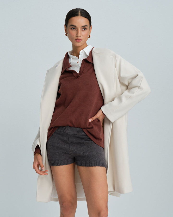 White Button Surplice Coat