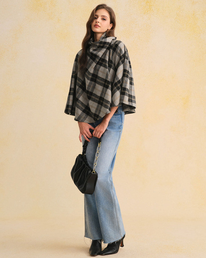 Coffee Plaid Turtle Coat