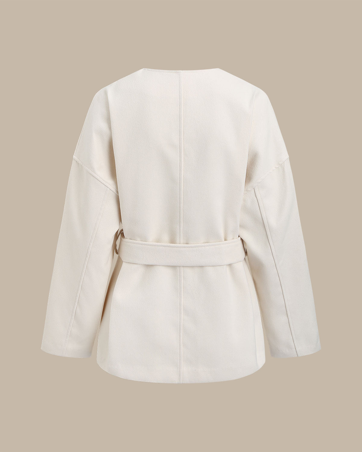 White V Neck Knotted Coat