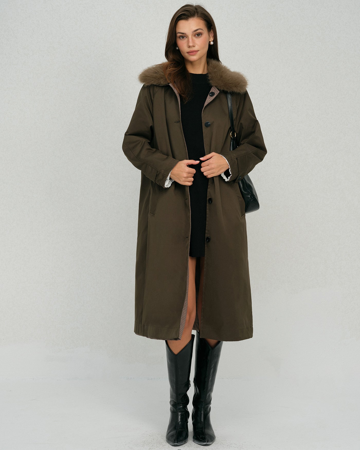 The Bianca Fur Collar Reverible Long Coat
