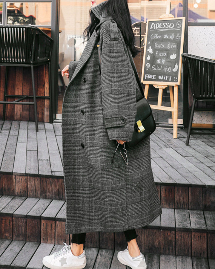 Grey Plaid Trench Coat