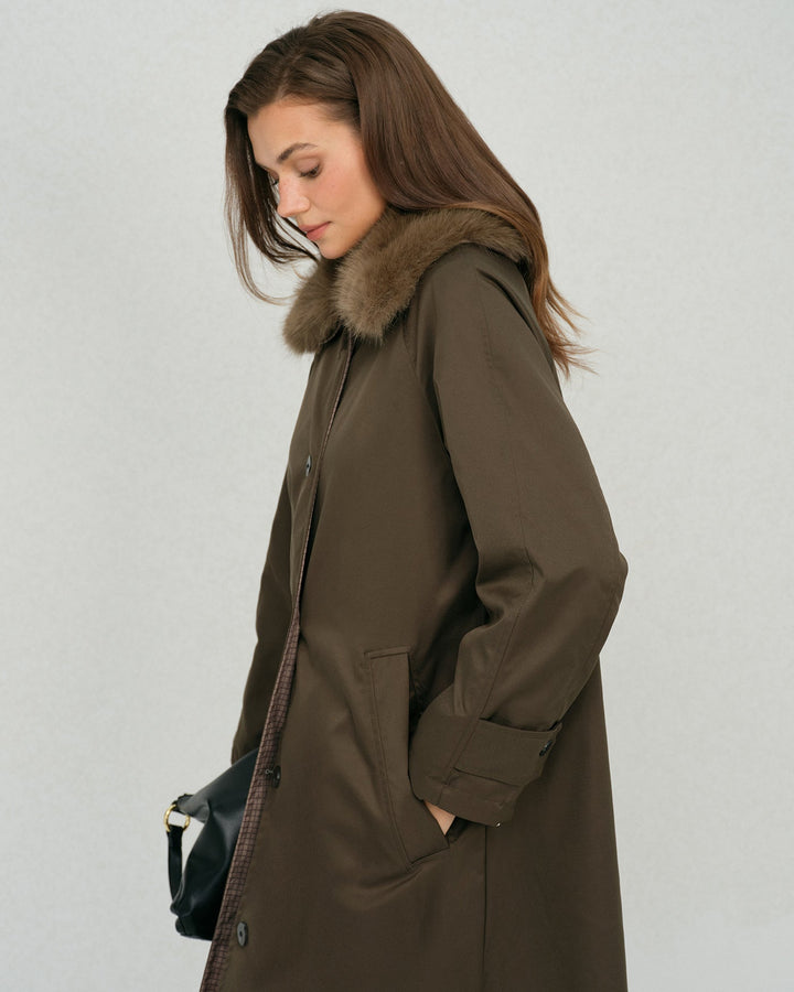 The Bianca Fur Collar Reverible Long Coat