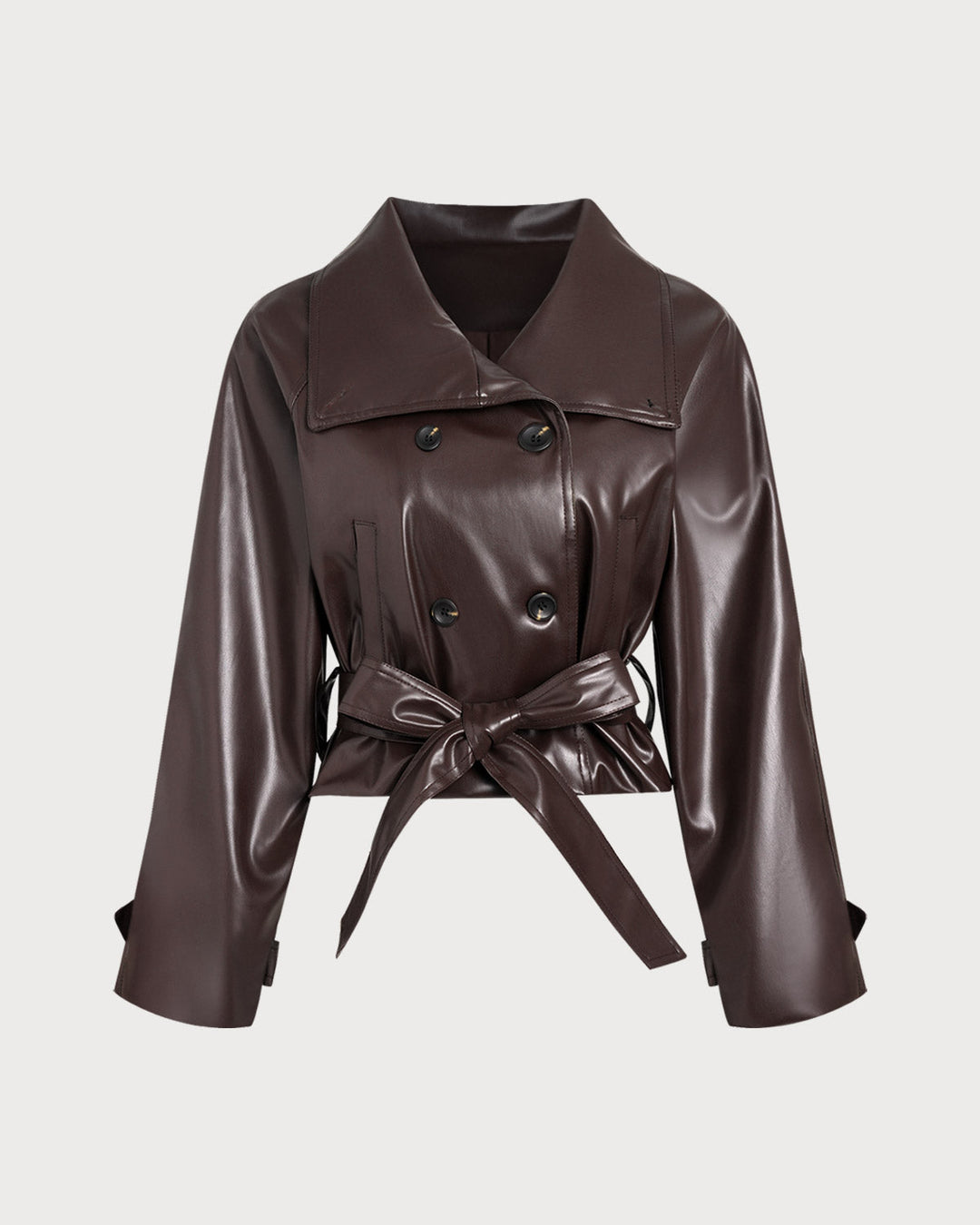 Coffee Faux Leather Jacket