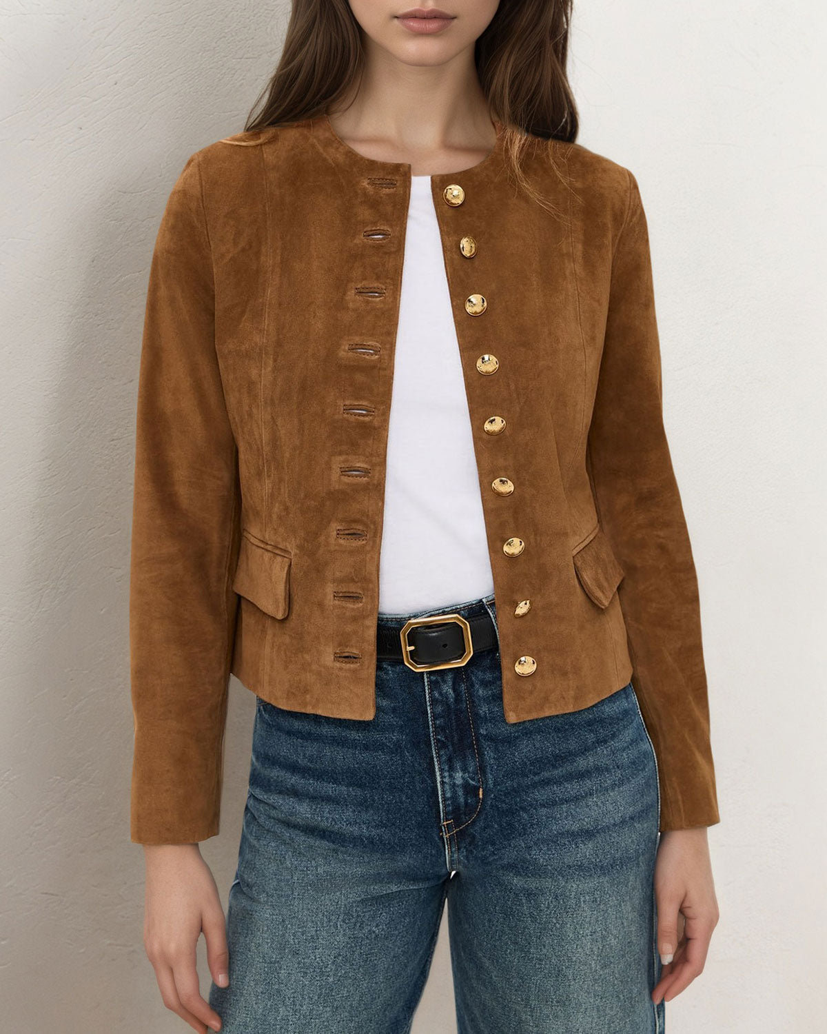 Brown Single Breasted Jacket