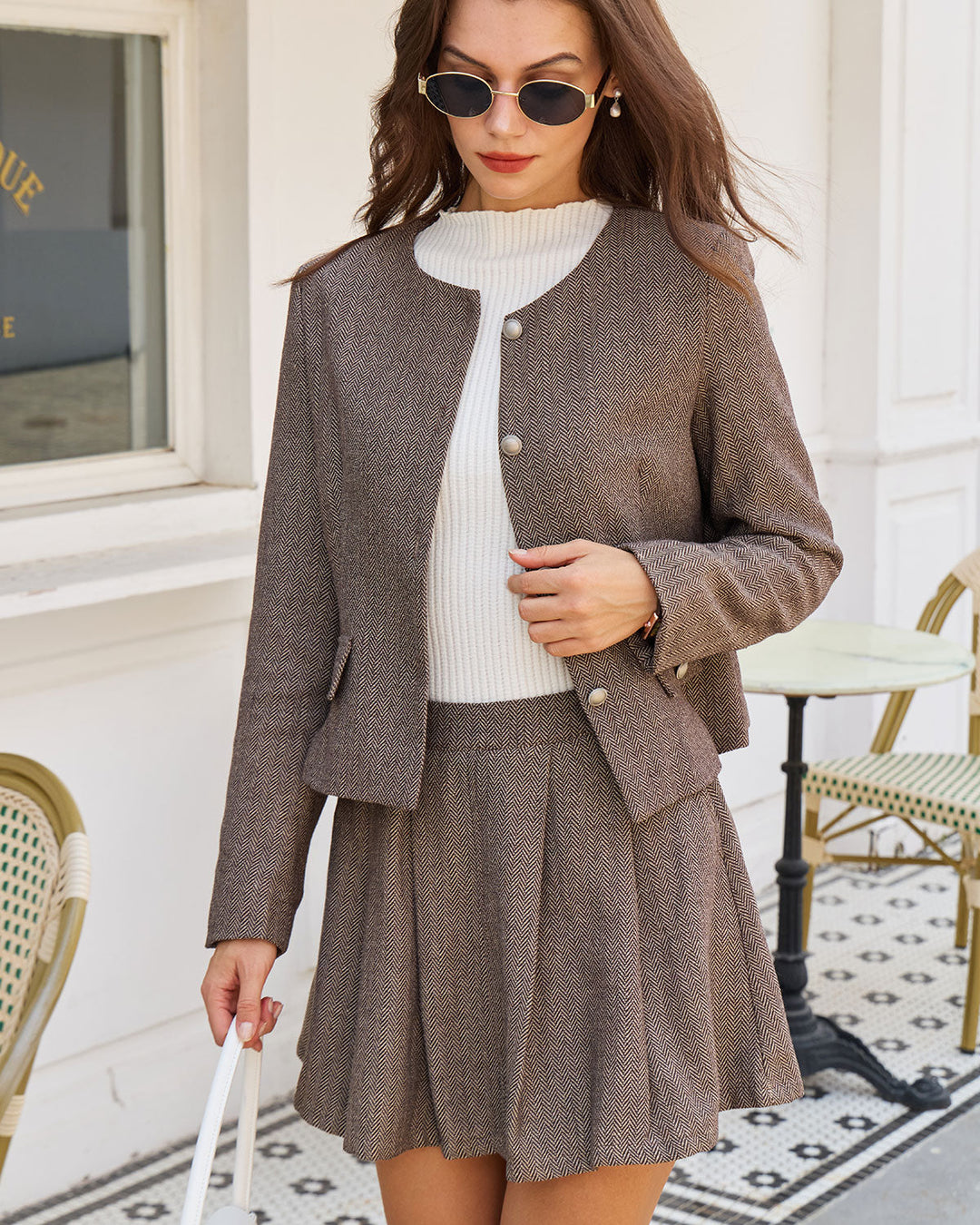 Brown Button Pockets Jacket