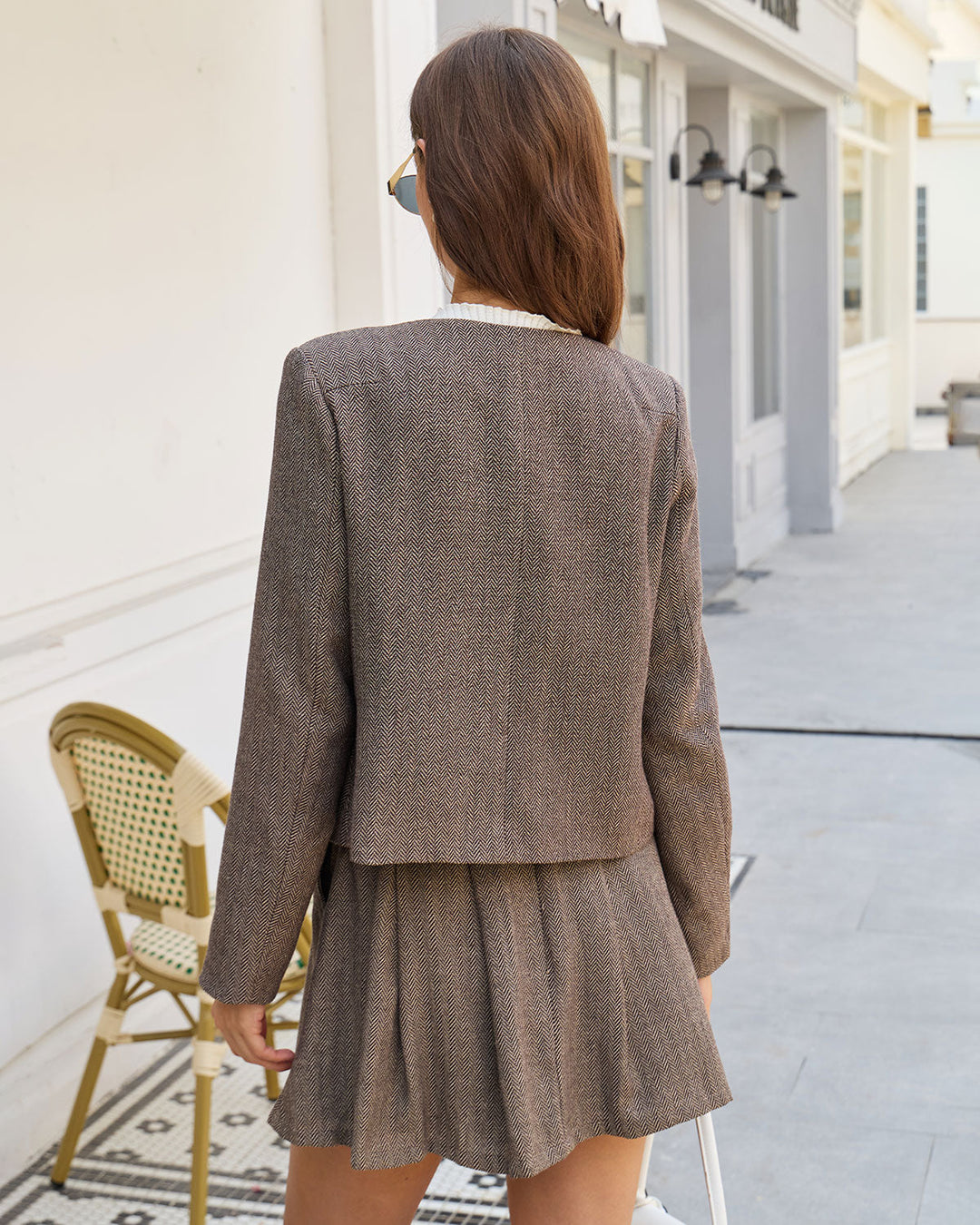 Brown Button Pockets Jacket